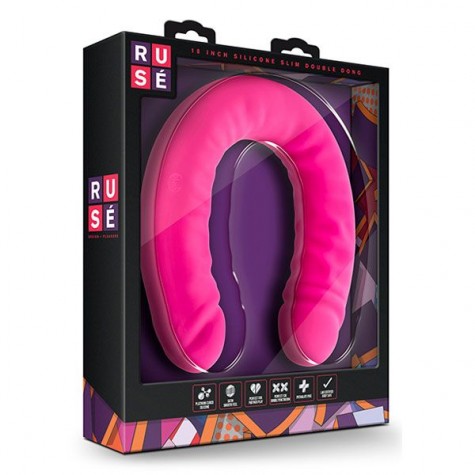 Розовый двусторонний фаллоимитатор 18 inch Silicone Slim Double Dong - 45,7 см.